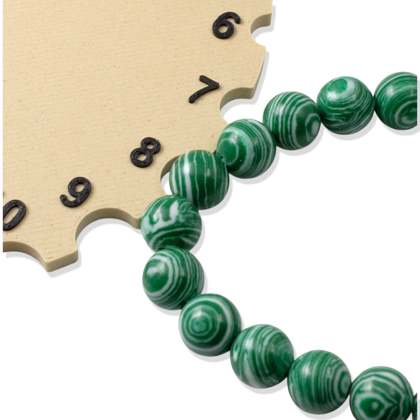 Composite Malachite Beads: Green White Striped 8mm Round Synthetic Stone Strand for Jewelry Making