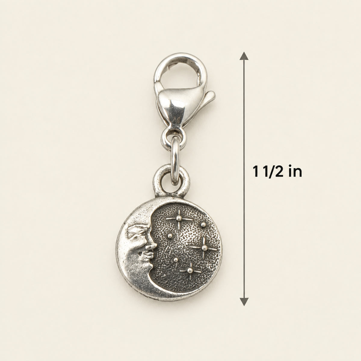 Starry Night Clip-On Charm, Celestial Moon Star Crystal, Dual-Sided Cosmic Jewelry, Astronomy Gift, Mystical Accessories, 1.5in