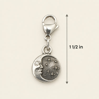 Starry Night Clip-On Charm, Celestial Moon Star Crystal, Dual-Sided Cosmic Jewelry, Astronomy Gift, Mystical Accessories, 1.5in