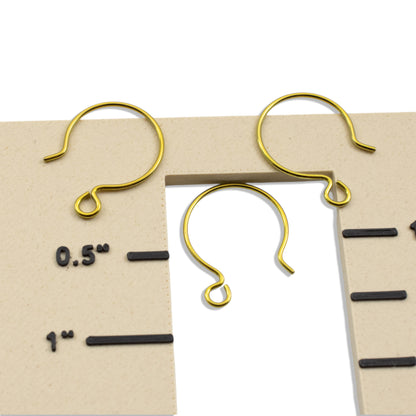 Yellow Niobium Circle Hoop Ear Wires, Hypoallergenic, USA Made, 4-Pack