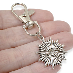 Evil Eye Key Fob Bag Charm, Protection Amulet Clip-On Accessory, Good Luck Gift