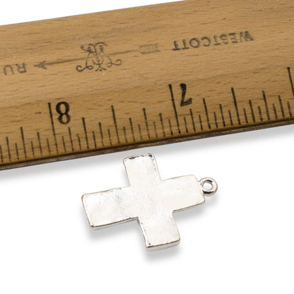 Hammered Cross Charms Sterling Silver 2-Pack, Premium Artisan Textured USA Made