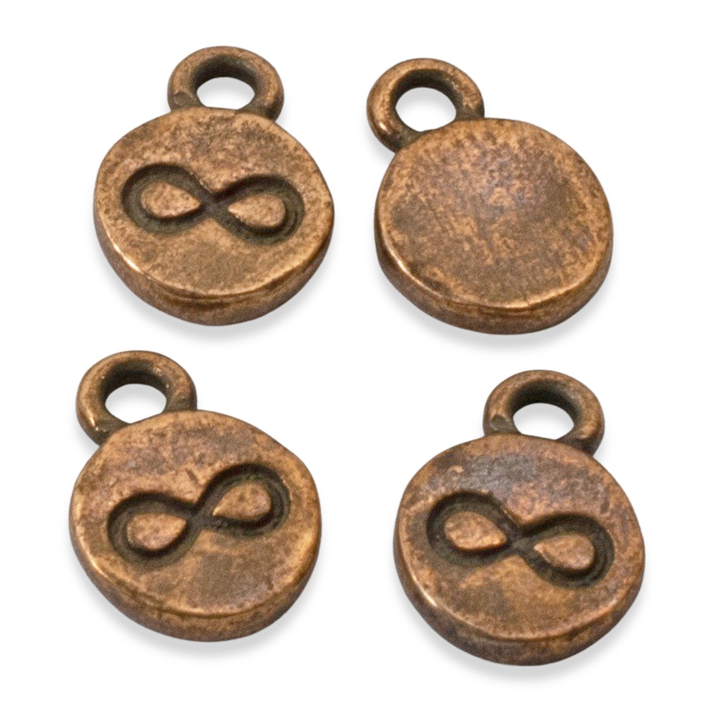 Copper Infinity Charms, 4-Pack Endless Possibilities Symbols, Rustic Design