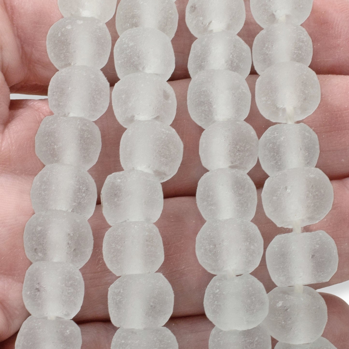 40 Earthy Seafoam Green Glass Beads, Recycled Rustic Style - Boho Jewelry Design