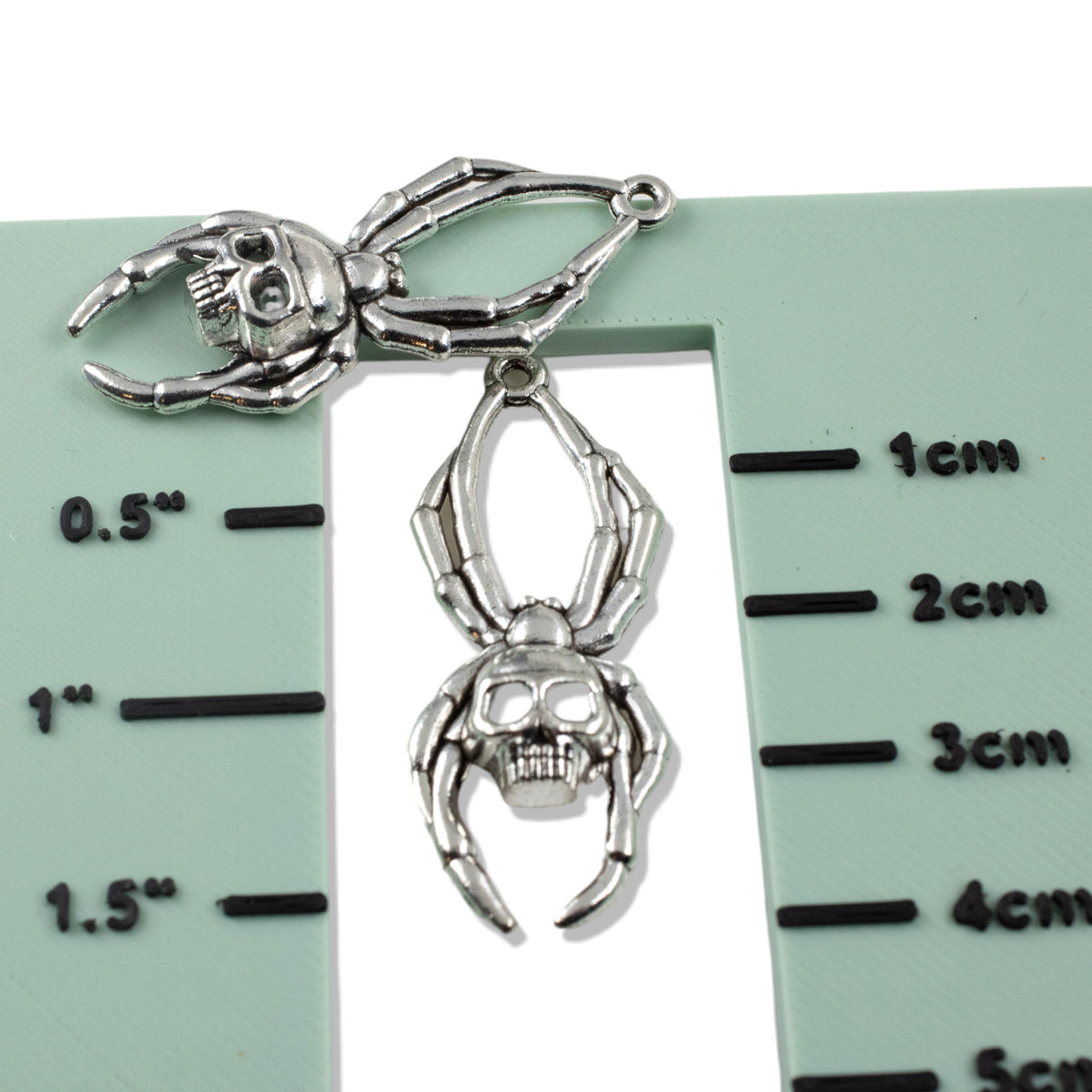 Skull Spider Charms Silver, 5-Pack Halloween Skeleton Pendants, Gothic Jewelry Making
