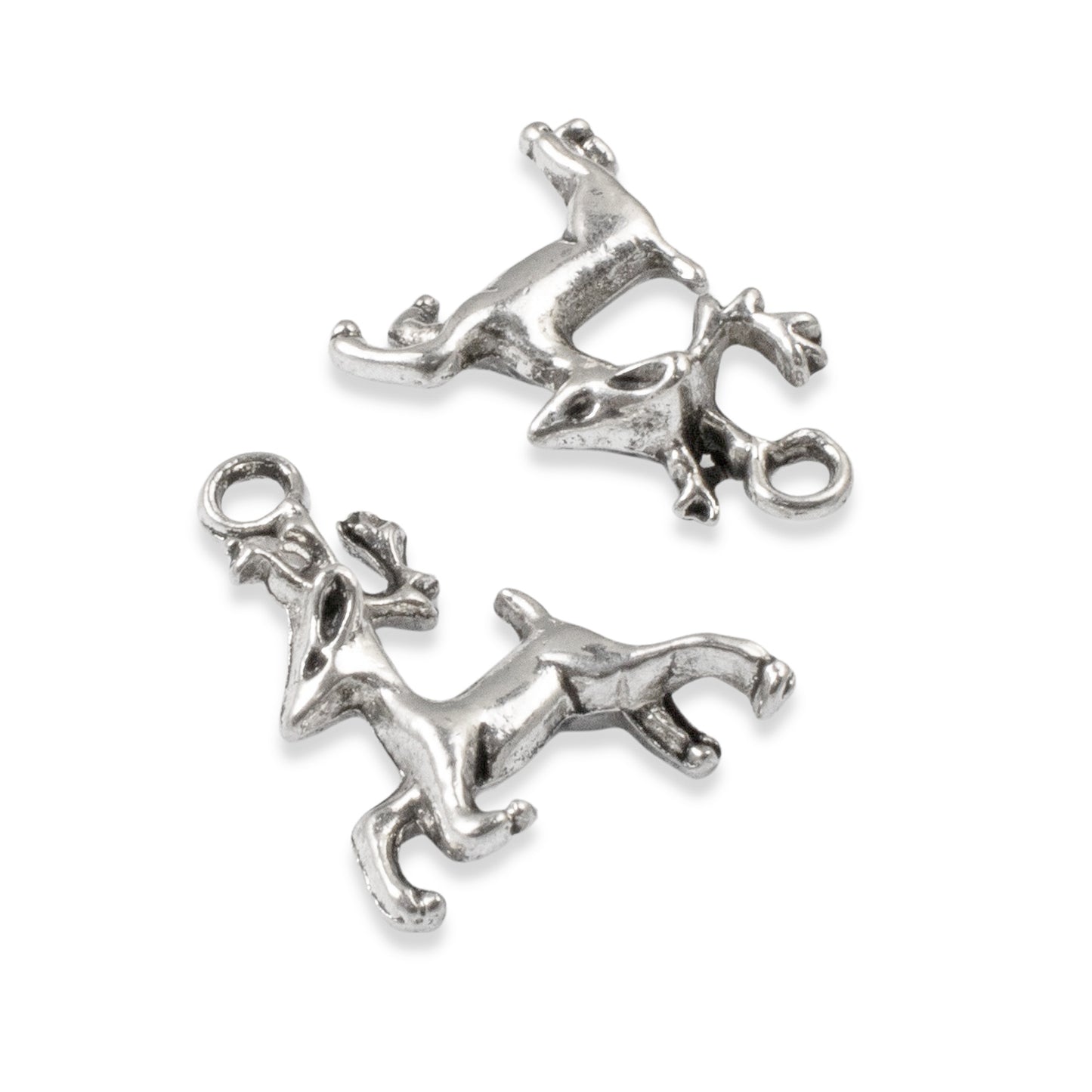 10 Silver Prancing Reindeer Charms - Vintage-Style - Christmas Jewelry & Crafts