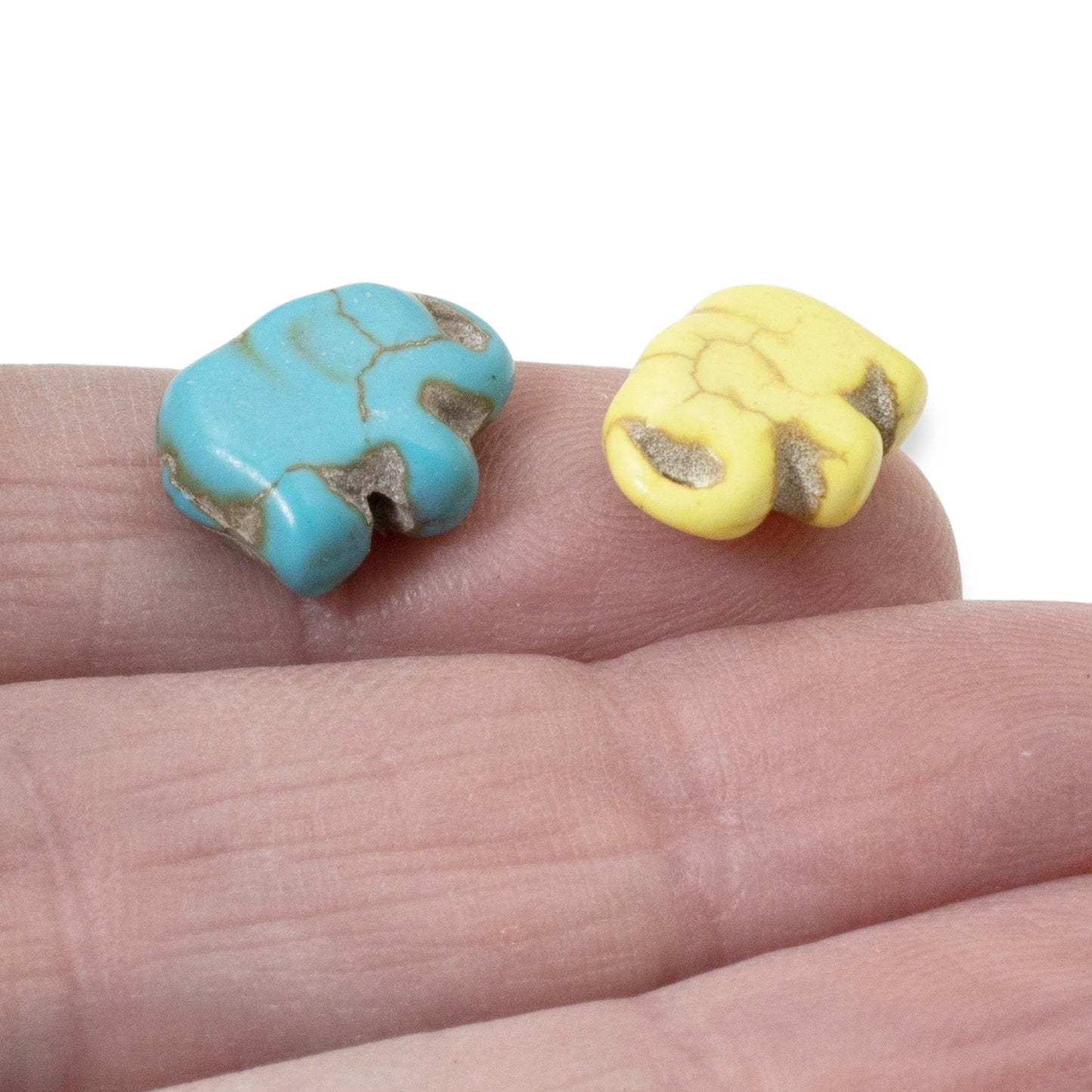 40 Small Elephant Beads, Multi-Colored Set, Synthetic Turquoise Baby Elephants