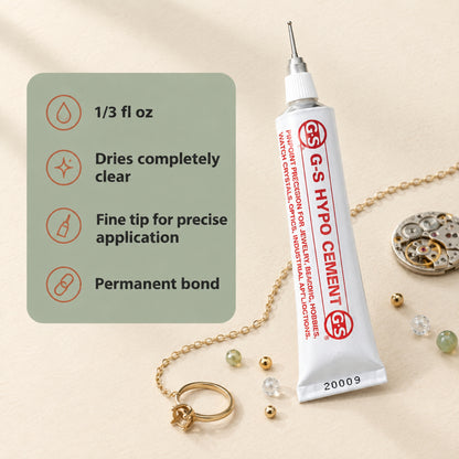 G-S HYPO CEMENT Jewelers Hobby Adhesive Crafting Glue 1/3 oz. Tube