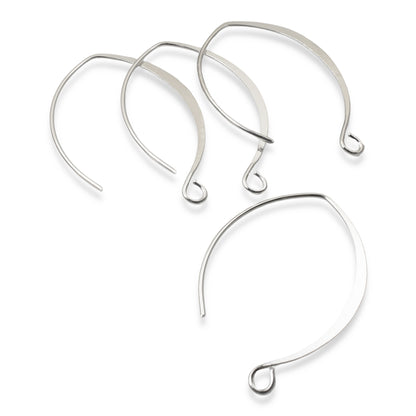 4-Pack V-Style Sterling Silver Plated Ear Wires - 33mm Long - Nunn Design - USA Made