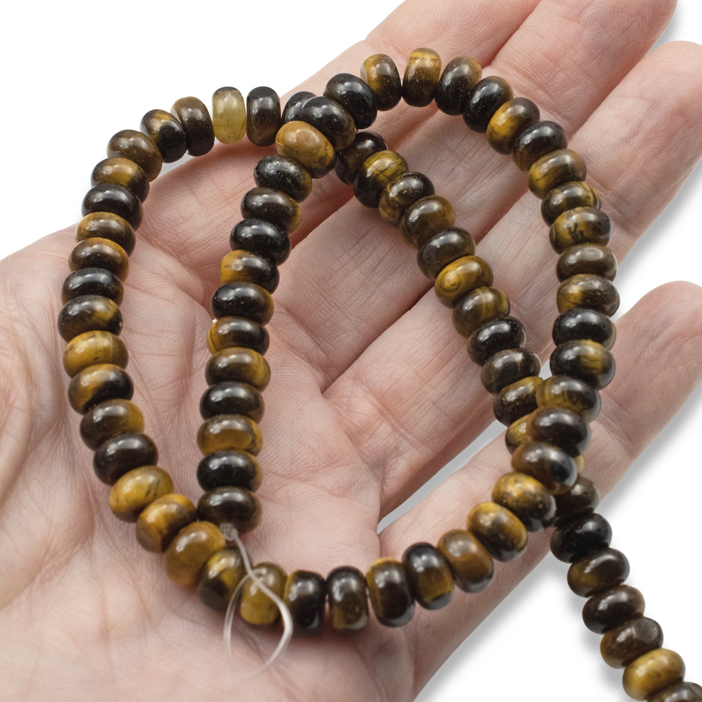 Tiger's Eye Beads, Rondelle 5mm x 8mm, Golden Brown Gemstone Strand, 78Pcs