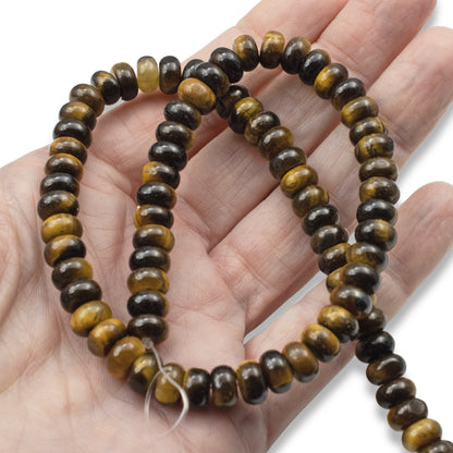 Tiger's Eye Beads, Rondelle 5mm x 8mm, Golden Brown Gemstone Strand, 78Pcs