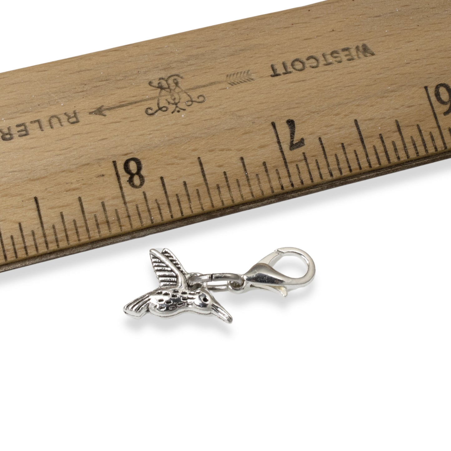 Silver Hummingbird Charm, Clip-On Bird Accessory for Purses & Bags