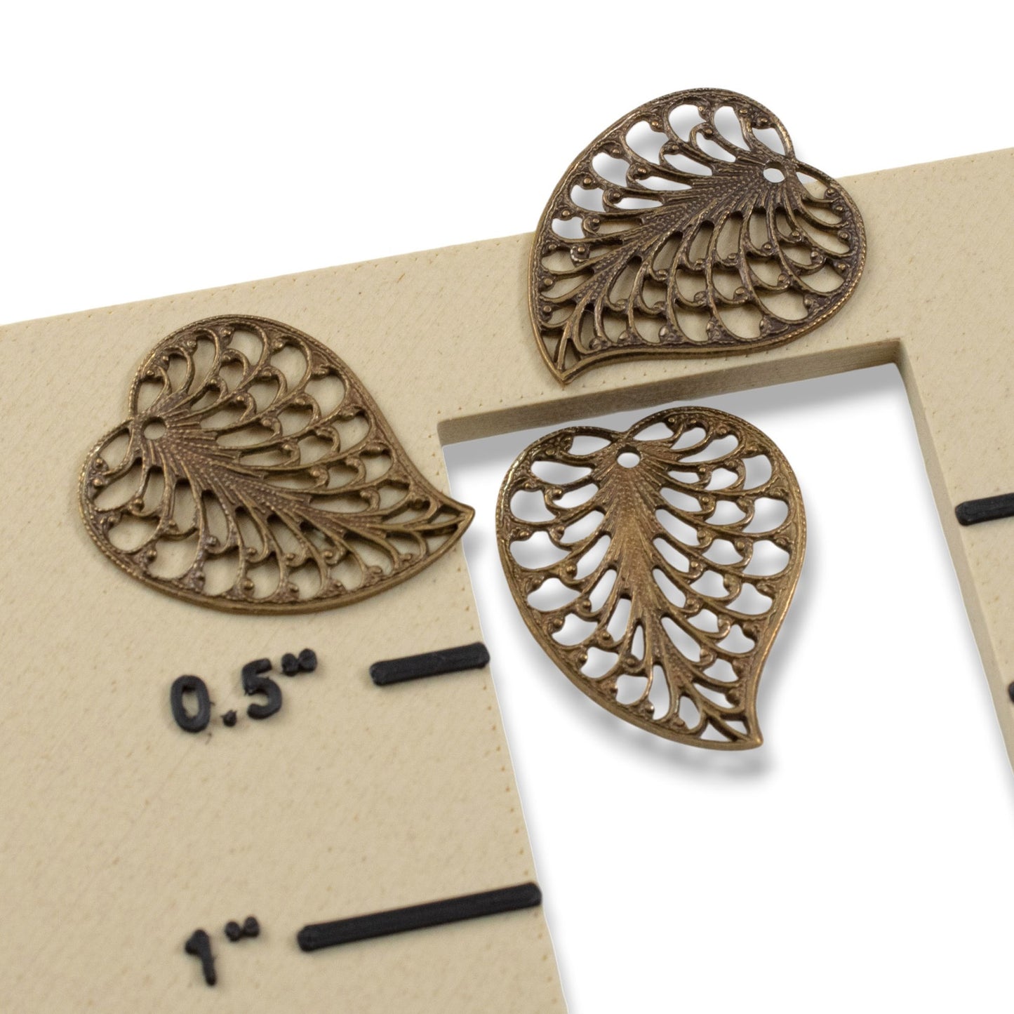 Filigree Leaf Charms: Natural Brass Vintaj Open Lace Earring Drops 4-Pack