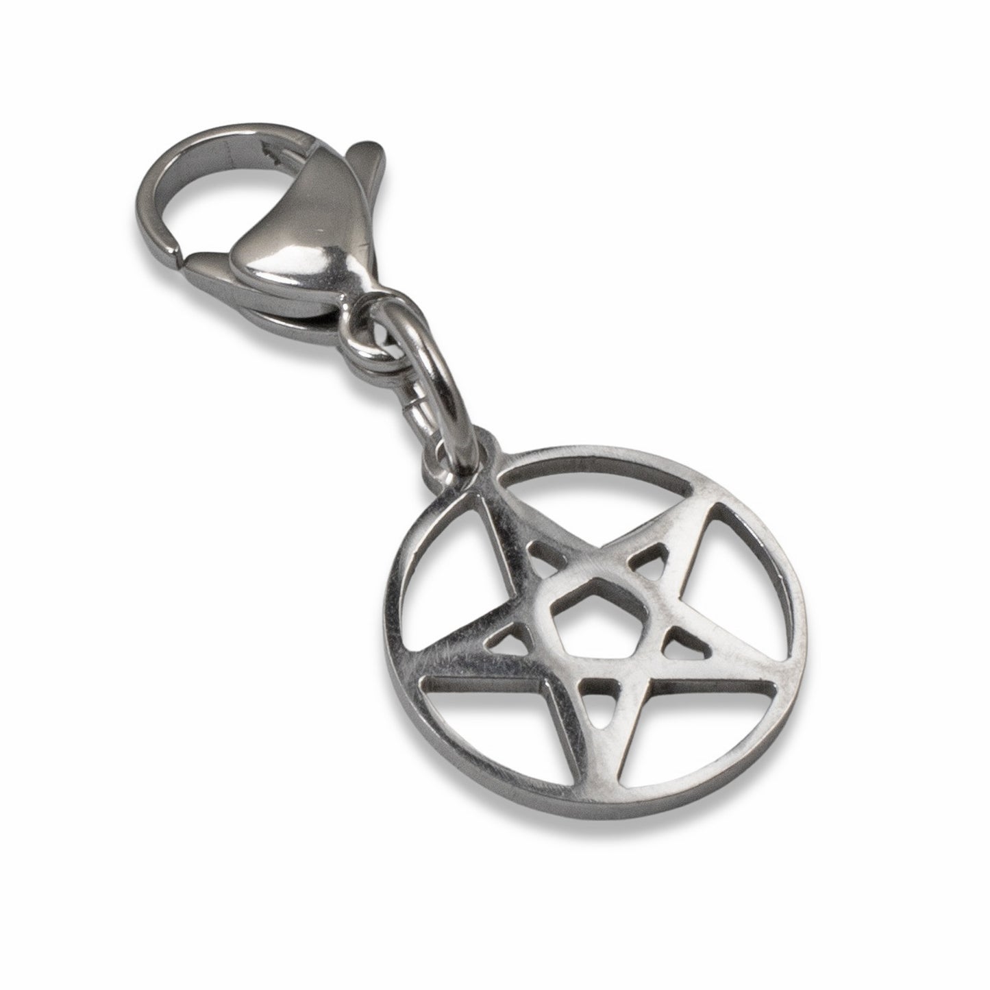 Stainless Steel Pentagram Charm - Clip-On Accessory for Backpack or Keychain