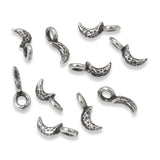 10 Tiny Pewter Crescent Moon Charms, TierraCast Dainty Celestial Space Pendants