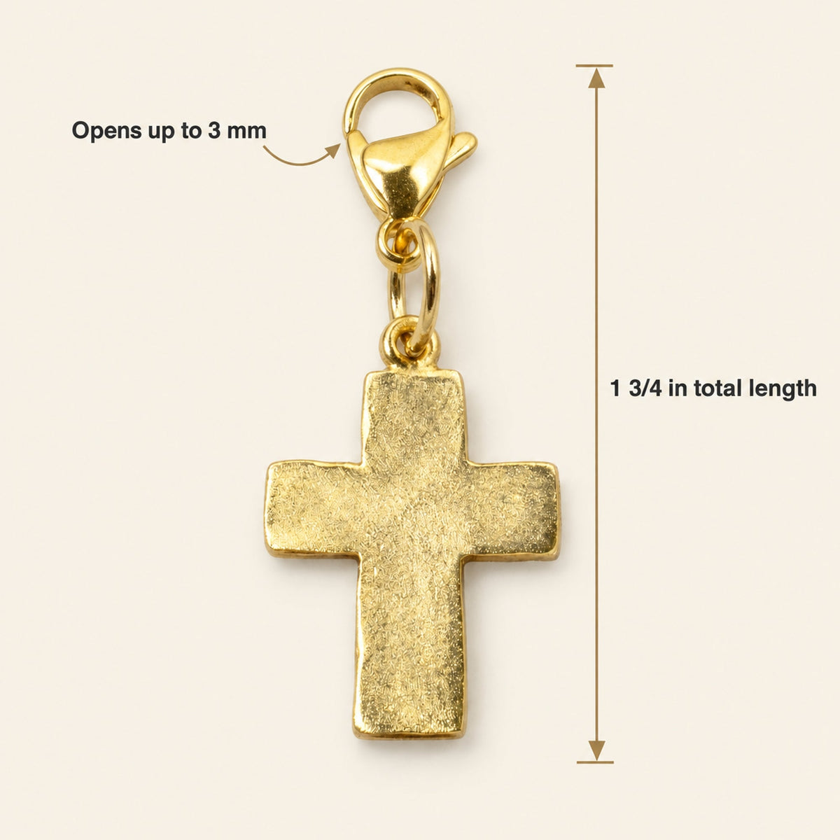 Gold Cross Clip-On Charm: 24k Plated Religious Pendant Purse Bag Accessory