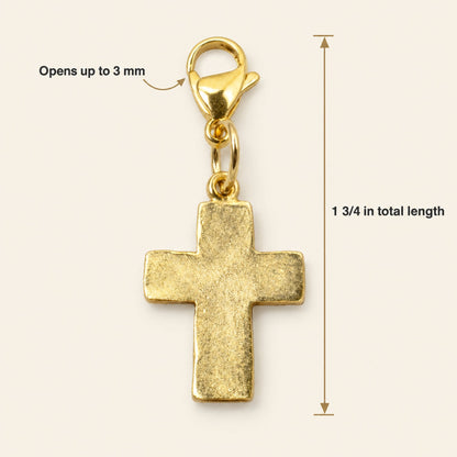 Gold Cross Clip-On Charm: 24k Plated Religious Pendant Purse Bag Accessory