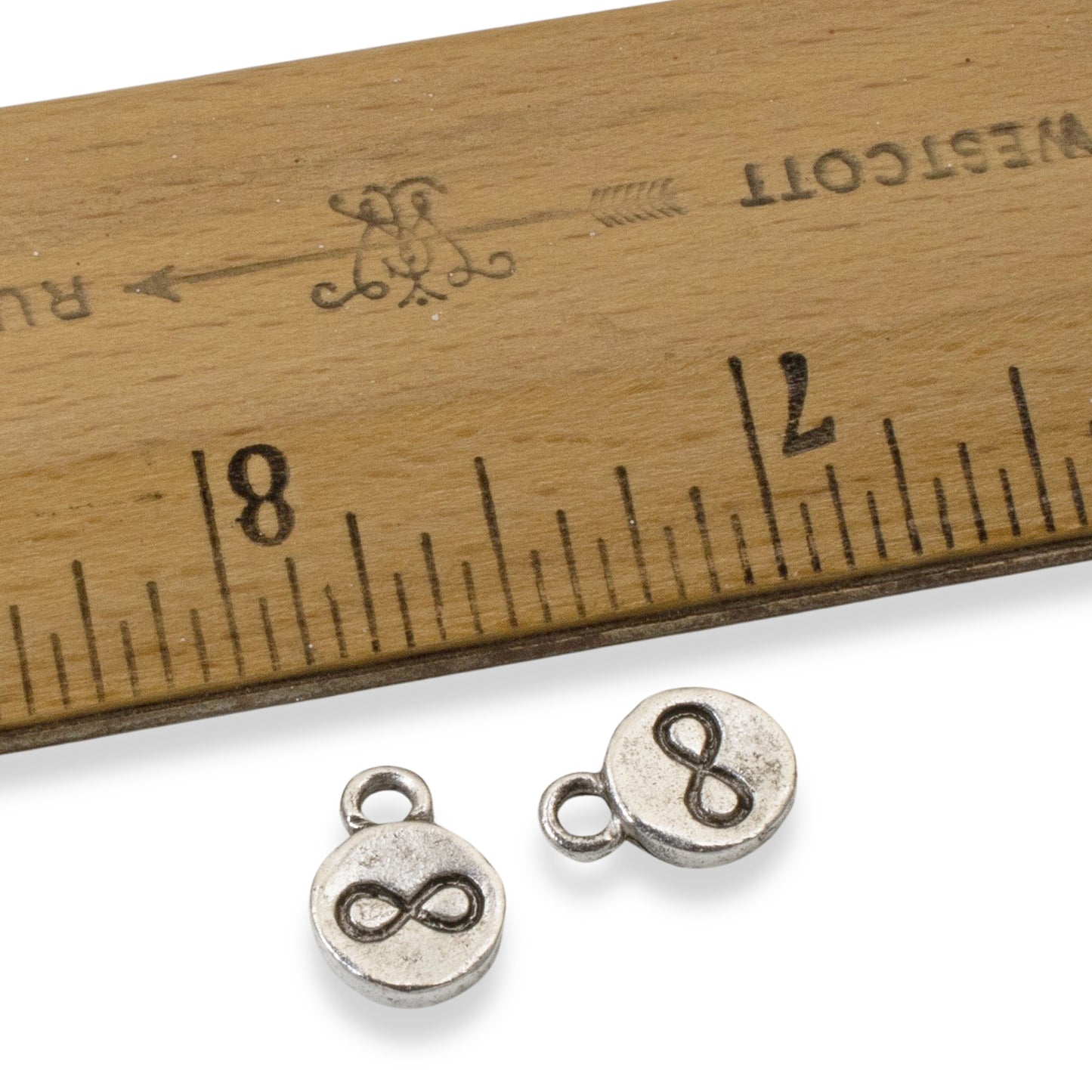 Silver Infinity Charms, 4-Pack Endless Possibilities Symbols, Rustic Design, Nunn Design USA Made