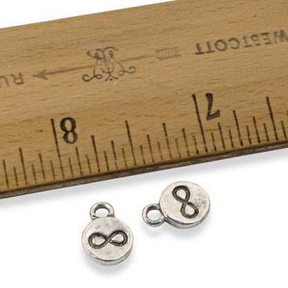 Silver Infinity Charms, 4-Pack Endless Possibilities Symbols, Rustic Design, Nunn Design USA Made