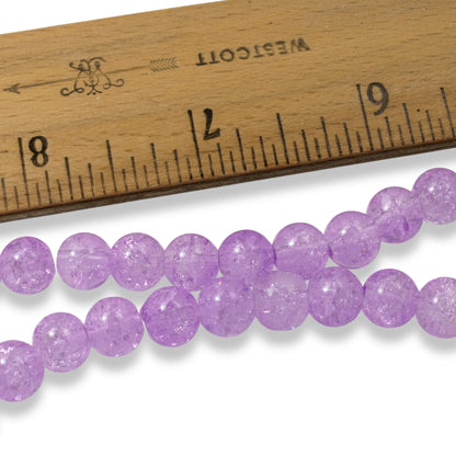 50 Lavender Crackle Glass Beads 8mm for Jewelry Making and Crafts