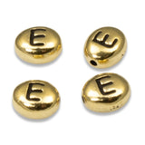 4 Gold Letter "E" Alphabet Beads, TierraCast Oval Initial Beads for DIY Jewelry