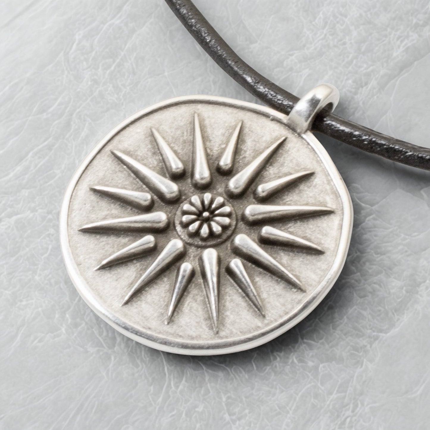 Alexander the Great Pendant, Sterling Silver Plated European Charm, Double-Sided Classical Ancient Greek Coin 1Pc