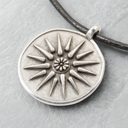 Alexander the Great Pendant, Sterling Silver Plated European Charm, Double-Sided Classical Ancient Greek Coin 1Pc