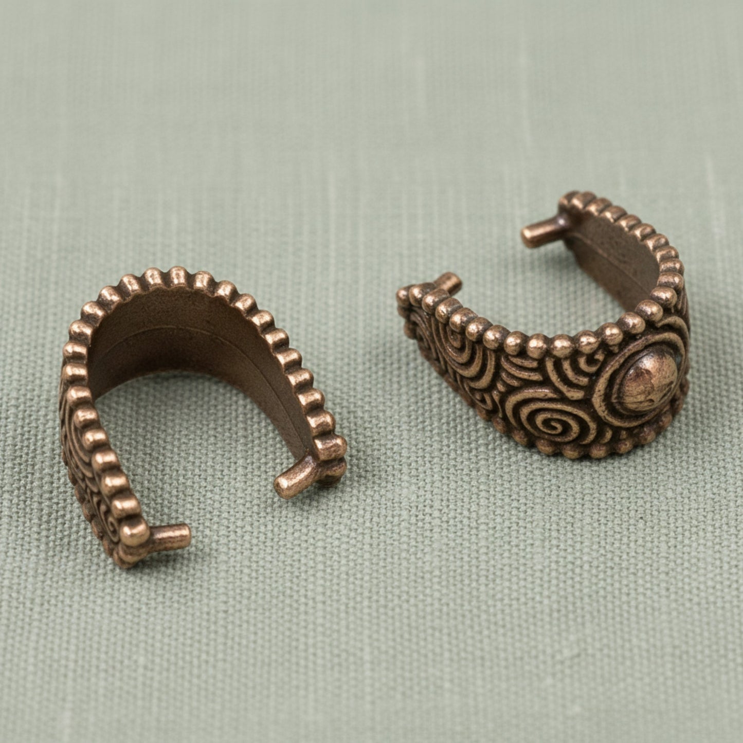 Copper Spiral Pinch Bails: Antique Copper Plated Pewter Pendant Holder 4 Pack