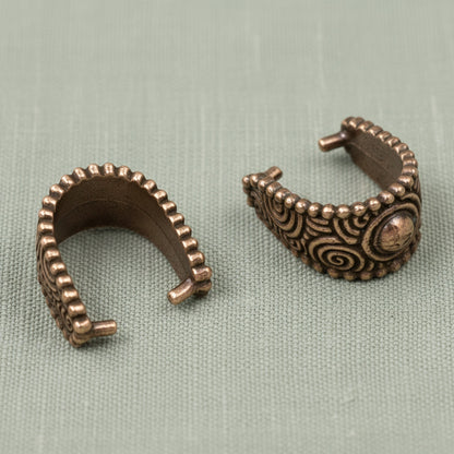 Copper Spiral Pinch Bails: Antique Copper Plated Pewter Pendant Holder 4 Pack