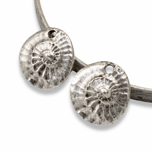 2 Silver Fossil Charms - Nunn Design - Geology & Nature Enthusiasts DIY Jewelry