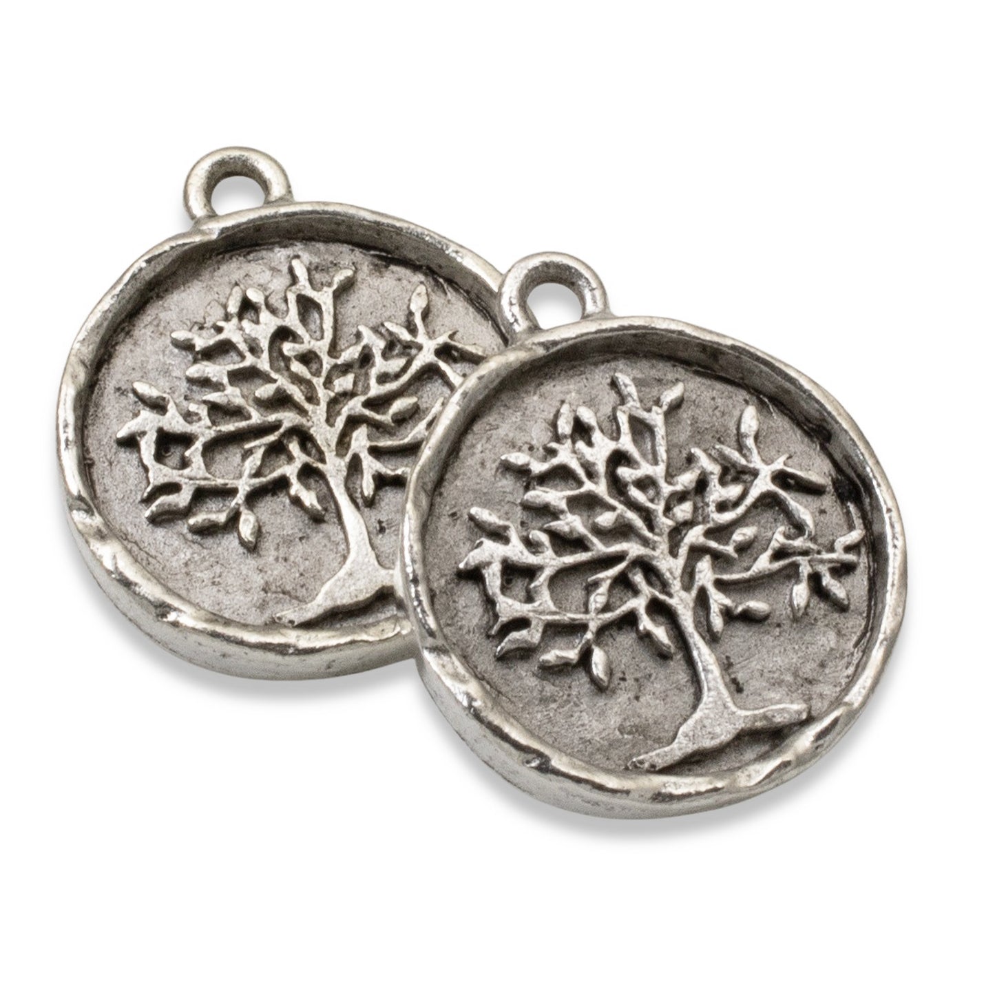 Tree of Life Medallion Charms Antique Silver 2-Pack, Spiritual Jewelry Making