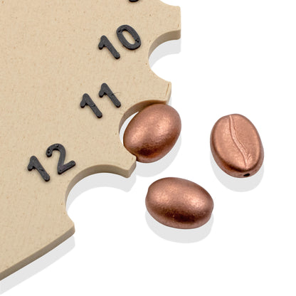 Coffee Bean Beads: Metallic Copper Czech Glass 8mm x 11mm 10 Pack Java Jewelry