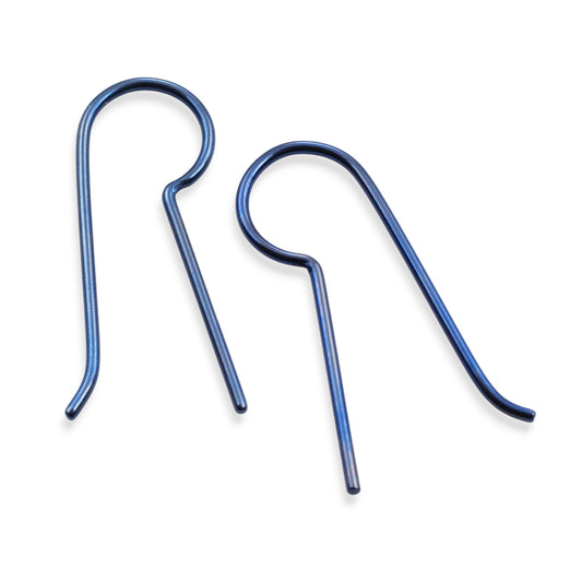 Niobium Earring Hooks Dark Blue 10 Pack: Regular Leg Ear Wire Blanks Hypoallergenic Sensitive Ears USA Made