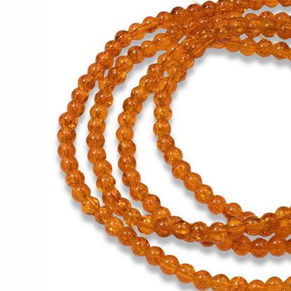 200-Pack 4mm Orange Glass Beads, Crackle for Handmade Jewelry & Autumn Crafts