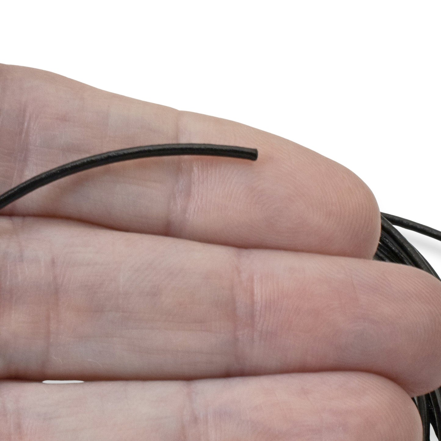 1.5mm Black Round Leather Cord 15 Feet, Genuine Cowhide Jewelry Making Supplies