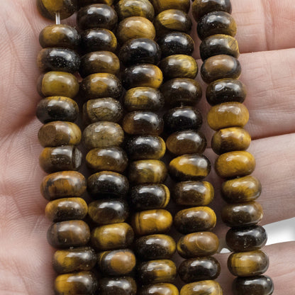 Tiger's Eye Beads, Rondelle 5mm x 8mm, Golden Brown Gemstone Strand, 78Pcs