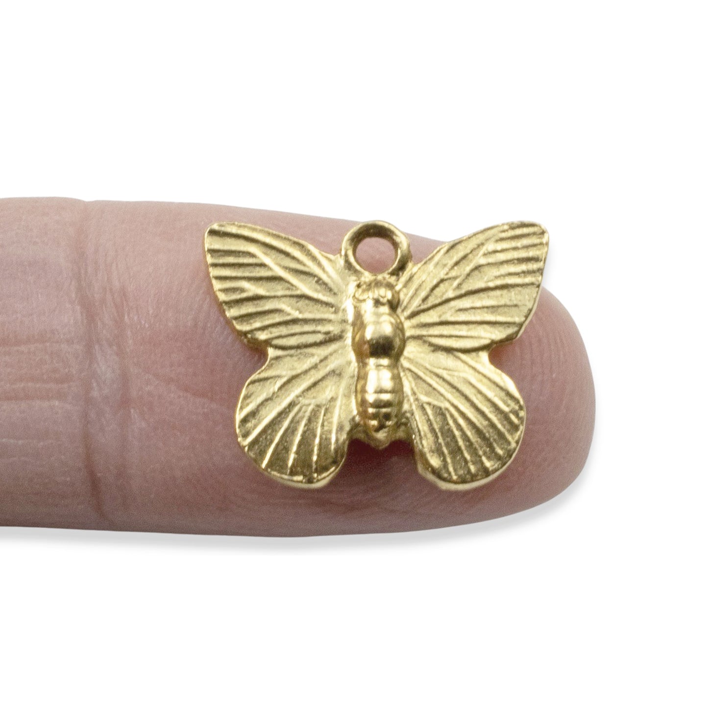 Gold Butterfly Charms: 24k Plated Antique Pewter Nature Pendants USA Made 2-Pack