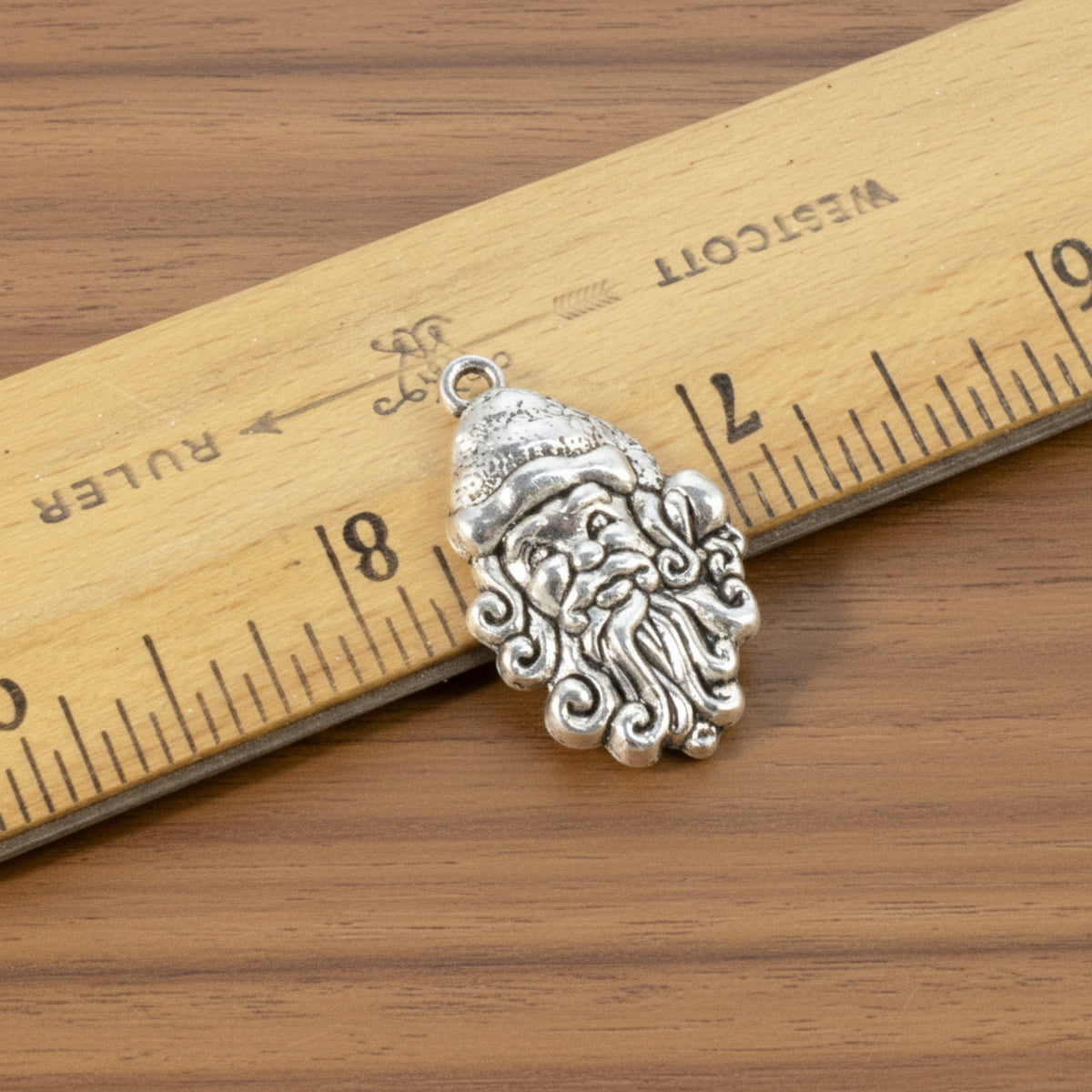 Santa Head Charms, 8-Pack Silver Vintage Style Saint Nick Metal Alloy Accents