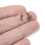 Tiny Phases of the Moon Charms, Antique Brass Celestial Lunar Charm Set 5Pcs