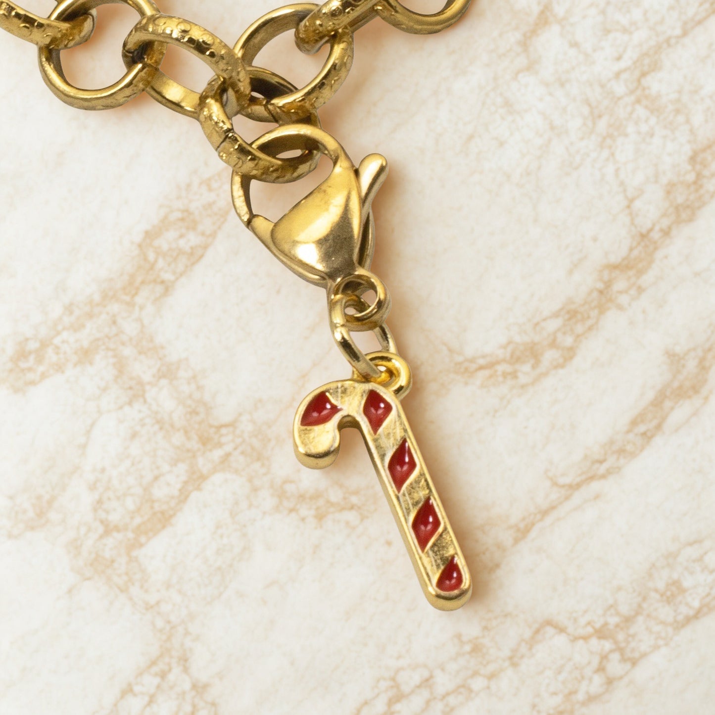 Gold Christmas Stocking Clip-On Charm, Holiday Bracelet Charm, Festive Accessory
