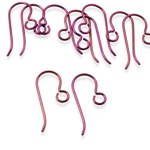 10 Premium Pink Niobium Ear Wires - Hypoallergenic Earring Hooks - USA Made