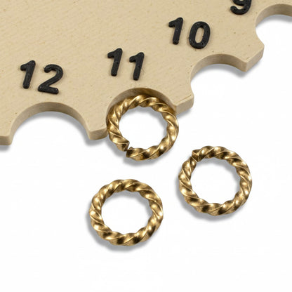 Large Antique Gold Rope Jump Rings: 10-Pack Charm Necklace Connectors