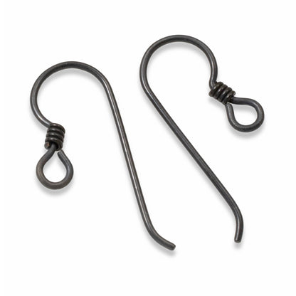 10-Pack Black Niobium Ear Wires + Black Coil Accent - Hypoallergenic Earring Hooks