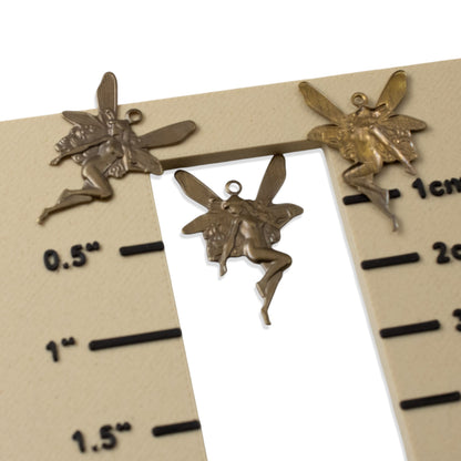 Brass Art Nouveau Fairy Charm Antiqued Whimsical 4-Pack