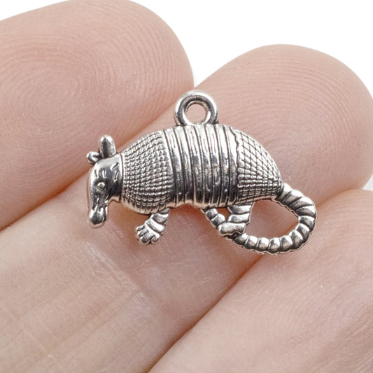Armadillo Charms 10Pcs, Antique Silver Metal Pendants, DIY Texas Jewelry Making