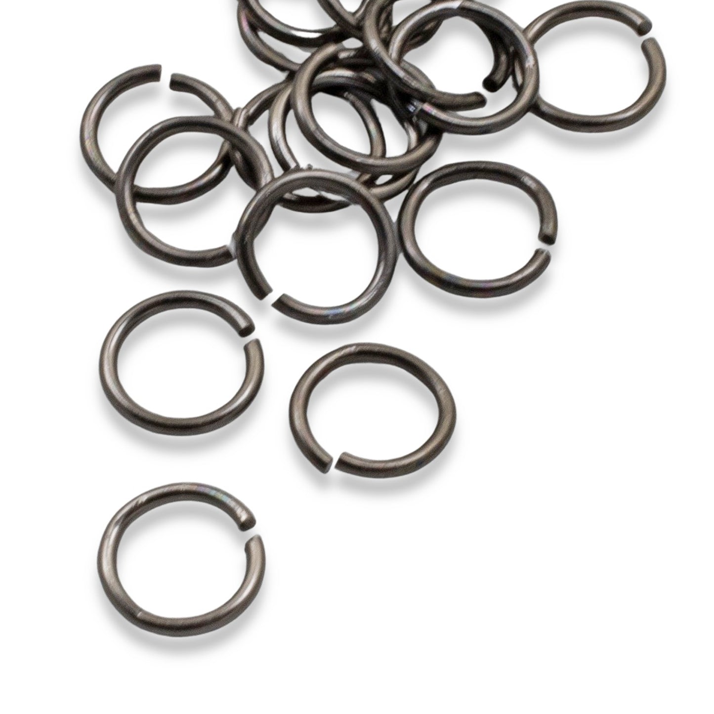 50-Pack Gunmetal Matte Black 7mm Round Open Jump Rings, TierraCast 19 Gauge