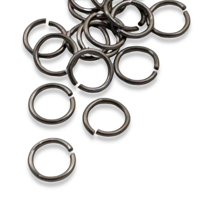 50-Pack Gunmetal Matte Black 7mm Round Open Jump Rings, TierraCast 19 Gauge