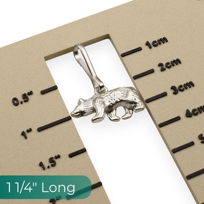 Bear Zipper Charm: Silver Wildlife Wilderness Nature Bag Keychain