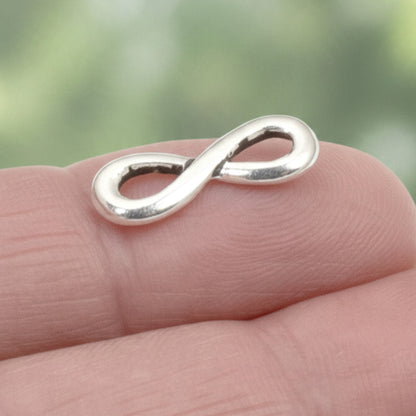 Silver Infinity Links 4-Pack, Small Infinity Symbol Connectors, Eternal Love Jewelry Supplies, Meaningful Spiritual Charm Links