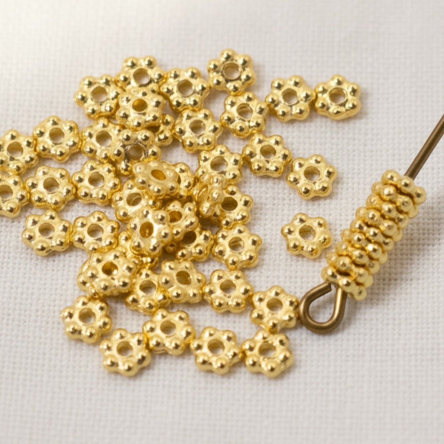 200 Bright Gold 3mm Daisy Spacers: Bulk TierraCast Heishi Beads